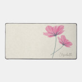 エレガントなヴィンテージ ピンクの花 名前 オフホワイト デスクマット (正面)