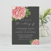 エレガントなヴィンテージ ピンク 牡丹の結婚式 招待状 (スタンド正面)