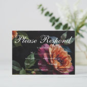 エレガントなヴィンテージ ピーチレッド フラワームーディ ボヘミア 出欠カード (スタンド正面)