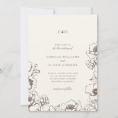 エレガントなヴィンテージ フラワーイニシャル ガーデンウェディング 招待状 (正面)