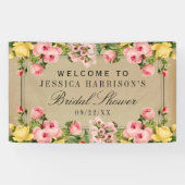 エレガントなヴィンテージ フラワーブライダルシャワーバナー 横断幕 (横)