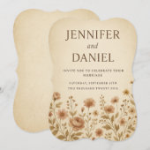 エレガントなヴィンテージ フラワー ウェディング インビテーション (正面/裏面)