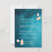 エレガントなヴィンテージ フラワー ウェディング レセプション 招待状 (正面)