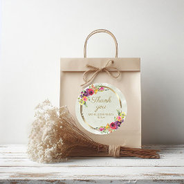 エレガントなヴィンテージ フラワー ゴールド 誕生日お礼 ラウンドシール