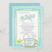 エレガントなヴィンテージ フラワー ティー ブライダル シャワー 招待状 (正面/裏面)