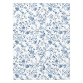 エレガントなヴィンテージ フラワー トワール ブルーとホワイト テーブルクロス (正面)