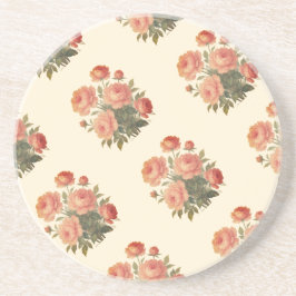 エレガントなヴィンテージ フラワー ピンク 牡丹 コースター