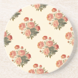 エレガントなヴィンテージ フラワー ピンク 牡丹 コースター