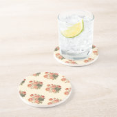 エレガントなヴィンテージ フラワー ピンク 牡丹 コースター (側面)