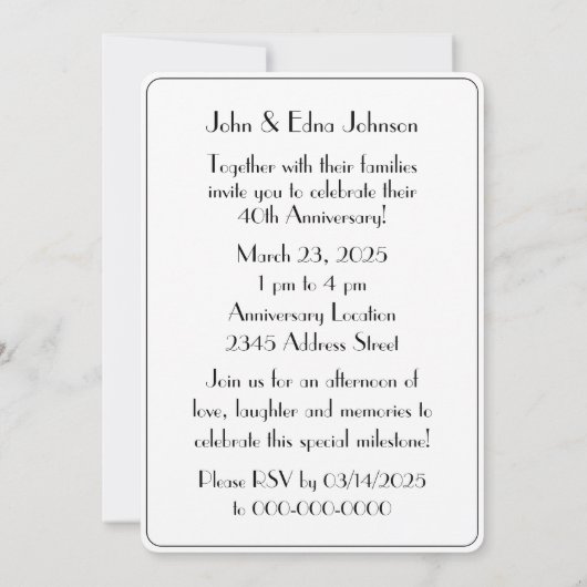 エレガントなヴィンテージ フラワー フローラル ブーケ アニバーサリー 招待状 (裏面)