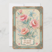 エレガントなヴィンテージ フラワー フローラル ブーケ アニバーサリー 招待状 (正面)