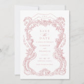 エレガントなヴィンテージ フラワー ブラッシュ トワル セーブ・ザ・デート 招待状 (正面)