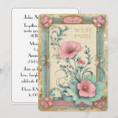 エレガントなヴィンテージ フラワー ブーケ アニバーサリー 招待状 (正面/裏面)