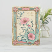 エレガントなヴィンテージ フラワー ブーケ アニバーサリー 招待状 (スタンド正面)