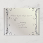 エレガントなヴィンテージ フラワー ペコック 結婚式 RSVP インビテーションポストカード (裏面)