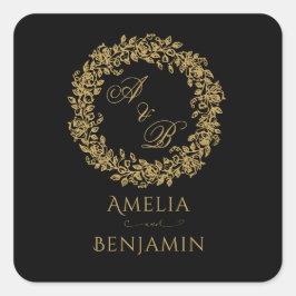 エレガントなヴィンテージ フランス ゴールド フローラル スクエアシール