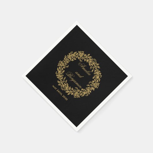 エレガントなヴィンテージ フランス ゴールド フローラル スタンダードカクテルナプキン (角)