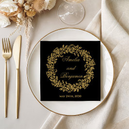 エレガントなヴィンテージ フランス ゴールド フローラル スタンダードカクテルナプキン