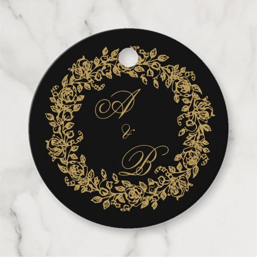 エレガントなヴィンテージ フランス ゴールド フローラル フェイバータグ (正面)