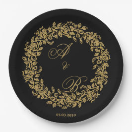 エレガントなヴィンテージ フランス ゴールド フローラル ペーパープレート