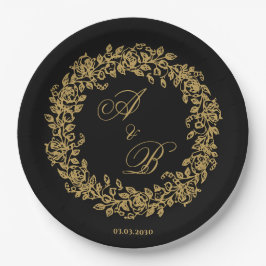 エレガントなヴィンテージ フランス ゴールド フローラル ペーパープレート