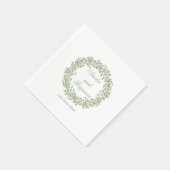 エレガントなヴィンテージ フレンチ サージュグリーン フローラル スタンダードカクテルナプキン (角)