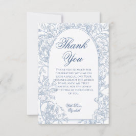 エレガントなヴィンテージ フレンチ ブルー 花柄 トゥアール フレーム サンキューカード