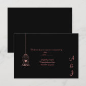 エレガントなヴィンテージ ブラック ピンク バードケージ カスタム RSVP (正面/裏面)