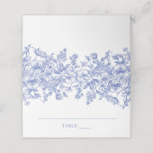 エレガントなヴィンテージ ブルーの花柄 フラット プレース カード (外部開封)