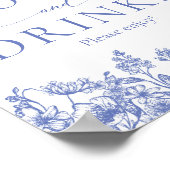 エレガントなヴィンテージ ブルーフラワーフード＆ドリンクサイン ポスター (角)