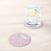 エレガントなヴィンテージ ブルー ピンク トワール ド ジュイ ペーパーコースター (インサイチュ)