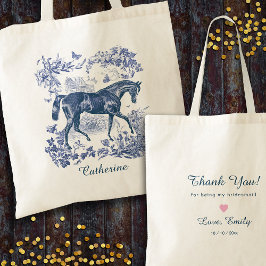 エレガントなヴィンテージ ブルー ホース カントリー トワール トートバッグ