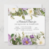 エレガントなヴィンテージ ボタニカル 牡丹 花 ラベンダー 招待状 (正面)