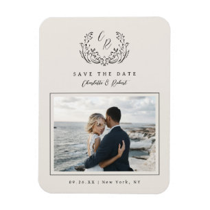 エレガントなヴィンテージ モノグラム 写真 Save The Date マグネット
