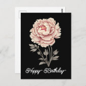 エレガントなヴィンテージ ラスティック ピンク 牡丹 お誕生日おめでとう ポストカード (正面/裏面)