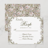 エレガントなヴィンテージ ラスティック フローラル ウェディング RSVP カード (正面/裏面)