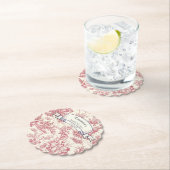 エレガントなヴィンテージ レッド トワル ド ジュイ ペーパーコースター (インサイチュ)