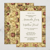 エレガントなヴィンテージ ローズゴールドのエンゲージメントパーティー 招待状 (正面/裏面)