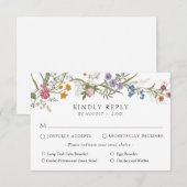 エレガントなヴィンテージ ワイルドフラワー ウェディング レスポンス カード (正面/裏面)