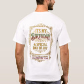 エレガントなヴィンテージ "誕生日おめでとう" Tシャツ (裏面)
