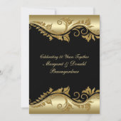 エレガントなヴィンテージ 50周年 ゴールデンウェディングアニバーサリー 招待状 (正面)