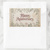 エレガントなヴィンテージ "Happy Anniversery" デザイン 長方形シール (バッグ)