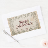 エレガントなヴィンテージ "Happy Anniversery" デザイン 長方形シール (封筒)