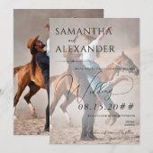 エレガントなヴェラムオーバーレイ ミニマル フォト ウェディング 招待状 (正面/裏面)