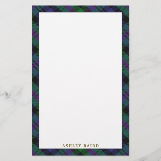 エレガントな一族のベアードのタータンチェック格子縞 便箋 (正面)