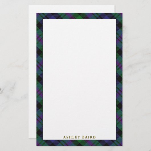 エレガントな一族のベアードのタータンチェック格子縞 便箋 (正面/裏面)