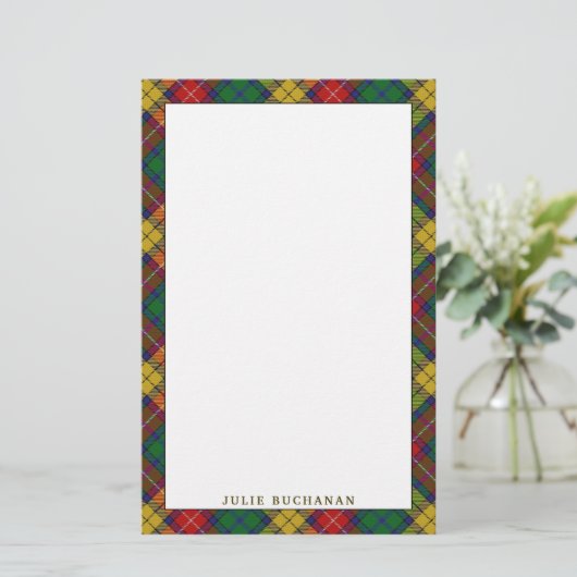 エレガントな一族のBuchananのタータンチェック格子縞 便箋 (スタンド正面)