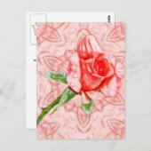 エレガントな万華鏡に浮かぶピンクのバラ ポストカード (正面/裏面)