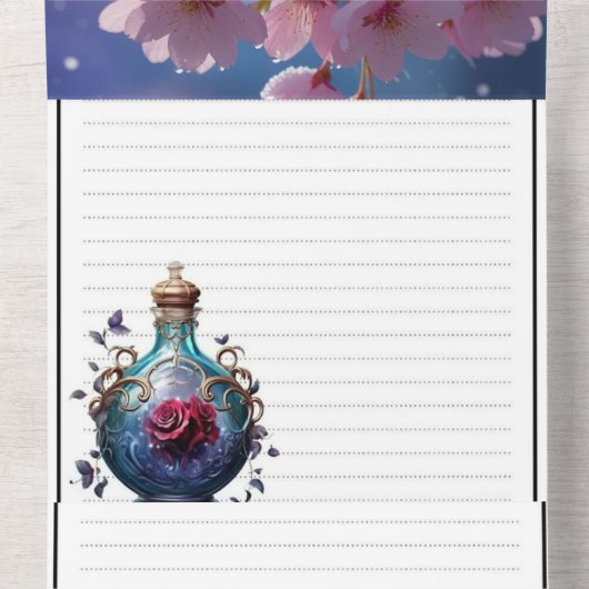 エレガントな三つ折り結婚式招待状 - ピンクの桜 オールインワン招待状 (内側中間)