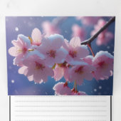 エレガントな三つ折り結婚式招待状 - ピンクの桜 三つ折り招待状 (内部最初)